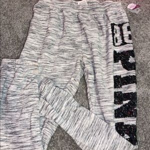 grey pink sweat pants